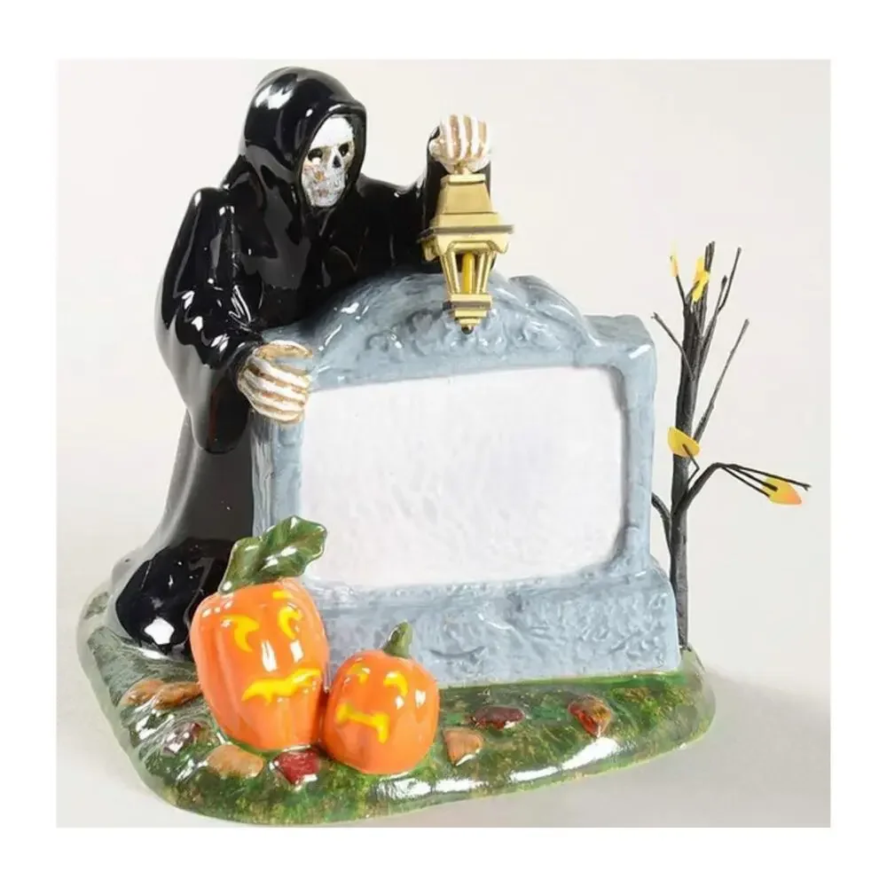Department 56 Snow Village Halloween Spooky Sign Grim‎ Reaper 53044 Customizable